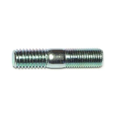 Double-End Threaded Stud,7/16-14Thread To7/16-20Thread,2 In,Steel,Zinc Plated,8 PK